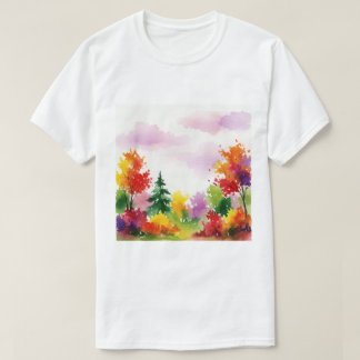 Kleurrijk herfsttafereel t-shirt