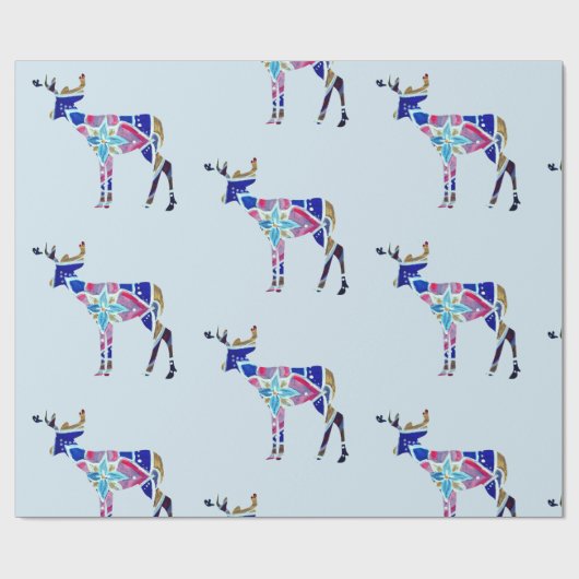 Kleurrijk herten glanzend inpakpapier, cadeaupapier (Vlak)