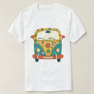 Kleurrijk Hippie Bus Grafische T-Shirt Retro Vre