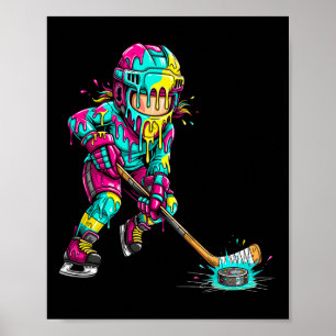 Kleurrijk Hockey Ijs Drip Speler (1) Poster