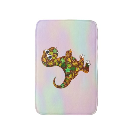 Kleurrijk hologram en dinosaurus badmat (Voorkant Verticaal)