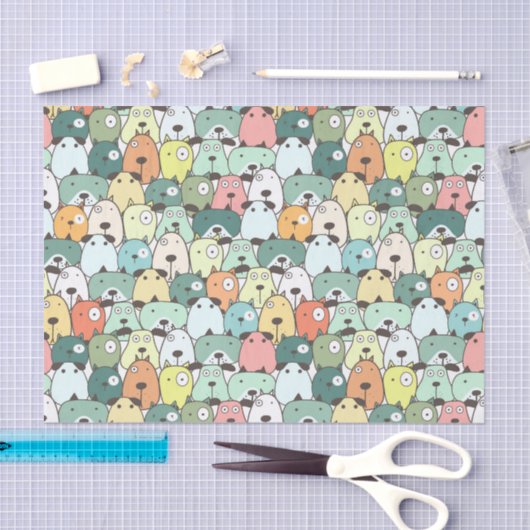 Kleurrijk hondenpatroon decoupagepapier tissuepapier (Craft)