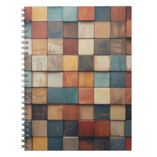 Kleurrijk Houten Blokken Patroon met Landelijke Sf Notitieboek