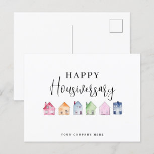 Kleurrijk Huis Gelukkig Huisjubileum Vastgoed Briefkaart