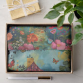 KLEURRIJK HUIS IN LENTE TUIN DECOUPAGE TISSUEPAPIER (Geschenk)