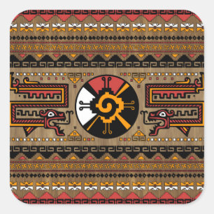 Kleurrijk Hunab Ku Mayan-symbool #5 Vierkante Sticker