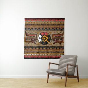 Kleurrijk Hunab Ku Mayan-symbool #5 Wandkleed