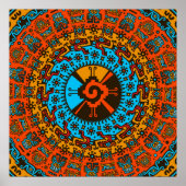 Kleurrijk Hunab Ku Mayan-symbool #7 Poster (Voorkant)