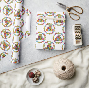 Kleurrijk I Love 60s Muziek op Wit  Cadeaupapier