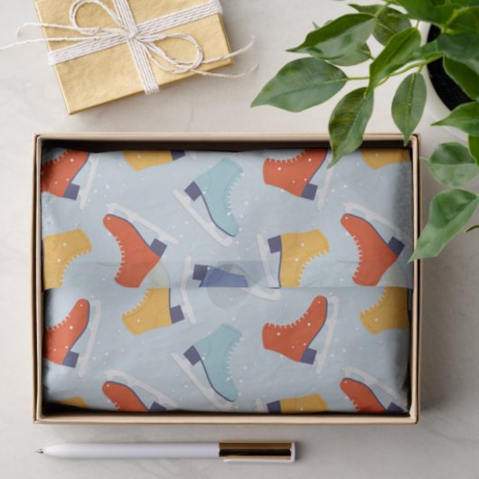 Kleurrijk Ice Schaats Winterpatroon Tissuepapier (Geschenk)