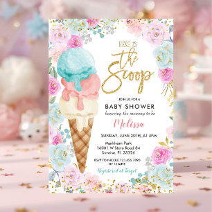 Kleurrijk Ijs Pastel Bloemen Baby Shower Kaart