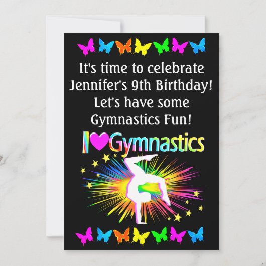 KLEURRIJK IK HOU VAN GYMNASTIEK UITNODIGING (Voorkant)