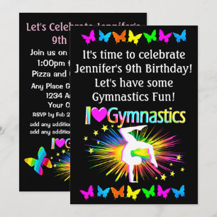 KLEURRIJK IK HOU VAN GYMNASTIEK UITNODIGING