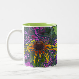 Kleurrijk "Impressionistisch" BrownEyedSusans Tweekleurige Koffiemok