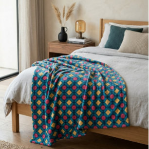 Kleurrijk in elkaar grijpend geometrisch stippen v fleece deken