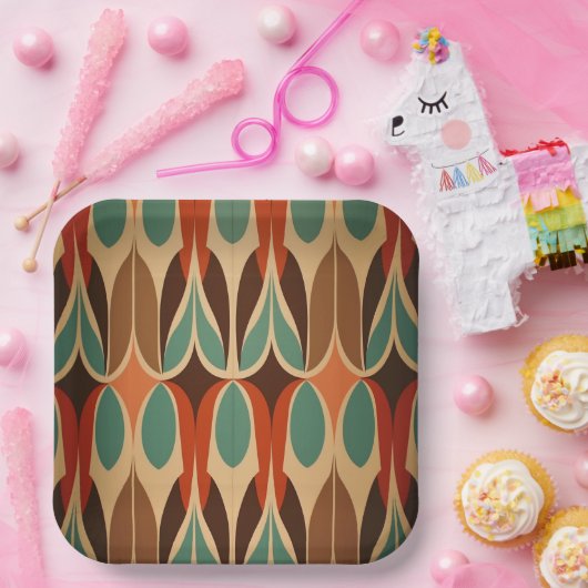 Kleurrijk in elkaar grijpend ontwerp papieren bordje (Feest)