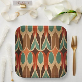 Kleurrijk in elkaar grijpend ontwerp papieren bordje