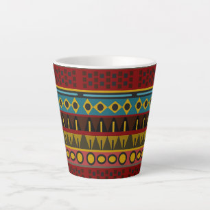 Kleurrijk inheemse Afrikaanse kunst Patroon Vintag Latte Mok