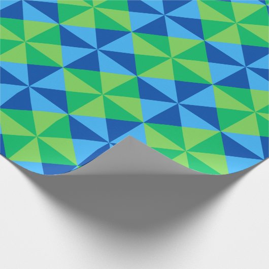 Kleurrijk inpakpapier in blauw en groen (Hoek)