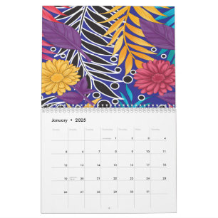 Kleurrijk inpakpapier met creatieve bloemen kalender