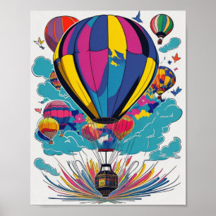 Kleurrijk Inspirerend Hete Luchtballonontwerp Poster