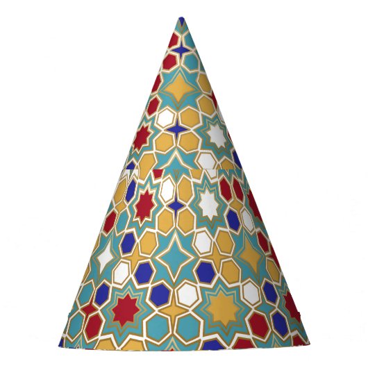 Kleurrijk Islamitisch Mozaïek Naadloos Patroon Feesthoedjes (Voorkant)