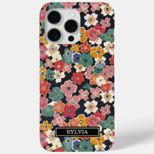 Kleurrijk Japans Bloemendruk met Monogram iPhone 15 Pro Max Hoesje