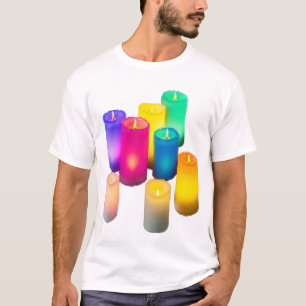 Kleurrijk kaarslicht t-shirt
