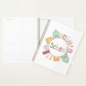 Kleurrijk kader van schoolobjecten planner (Display)