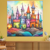 Kleurrijk kasteel canvas afdruk (Insitu (Woonkamer))