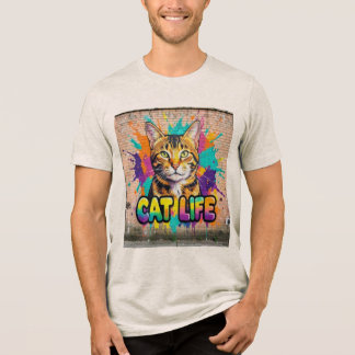 Kleurrijk Kat Leven Graffiti Kunst T-Shirt