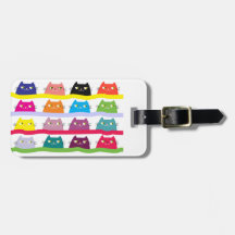 Kleurrijk katten bagagelabel Cute Kawaii reizen
