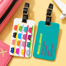 Kleurrijk katten bagagelabel Cute Kawaii reizen