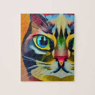 Kleurrijk kattenoog abstracte beroertes kat stemme legpuzzel
