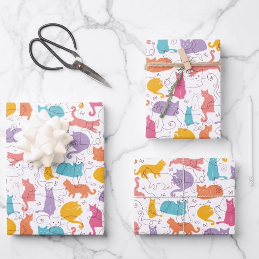 Kleurrijk kattenpapier inpakpapier vel (Voorkant)