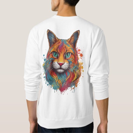 Kleurrijk kattenpatroon Shirt. Trui (Achterkant)