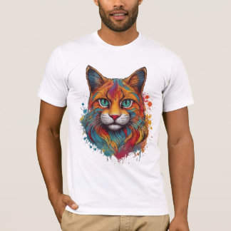 Kleurrijk kattenpatroon t-shirt