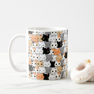 Kleurrijk Kawaii Cute Kat Patroon voor Kat Liefheb Koffiemok