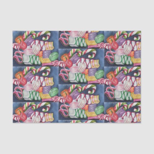 Kleurrijk Kerst Snoep Tissue Papier (Voorkant)