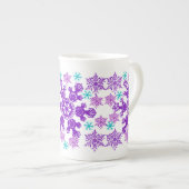 Kleurrijk kerstfeest Snowflake Bone China Porselein Kop (Voorkant rechts)