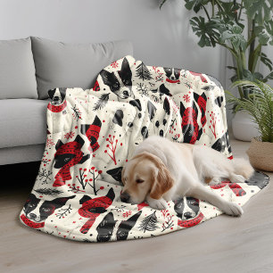 Kleurrijk kersthonden patroon fleece deken