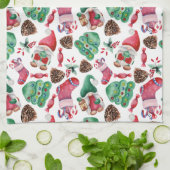 Kleurrijk kerstontwerp voor Waterverf Theedoek (Gevouwen)