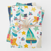 Kleurrijk kerstpatroon, aangepaste achtergrond inpakpapier vel (In situ)