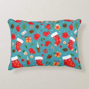 Kleurrijk kerstpatroon accent kussen
