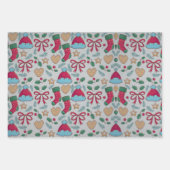 Kleurrijk kerstpatroon inpakpapier vel (Voorkant 3)