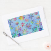 kleurrijk kerstpatroon met snowflakes rechthoekige sticker (Envelop)