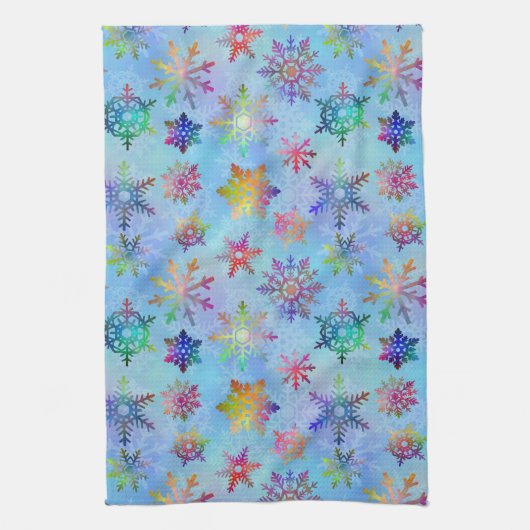 kleurrijk kerstpatroon met snowflakes theedoek (Verticaal)