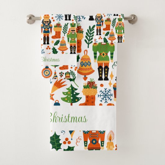 Kleurrijk kerstpatroon met voedingskrakers bad handdoek (Insitu)
