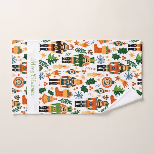Kleurrijk kerstpatroon met voedingskrakers bad handdoek (Handdoek)