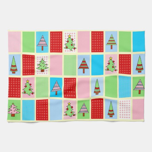 Kleurrijk kerstpatroon theedoek (Horizontaal)